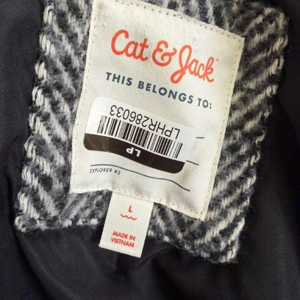 Cat & Jack Gray Herringbone Coat – Size Large
